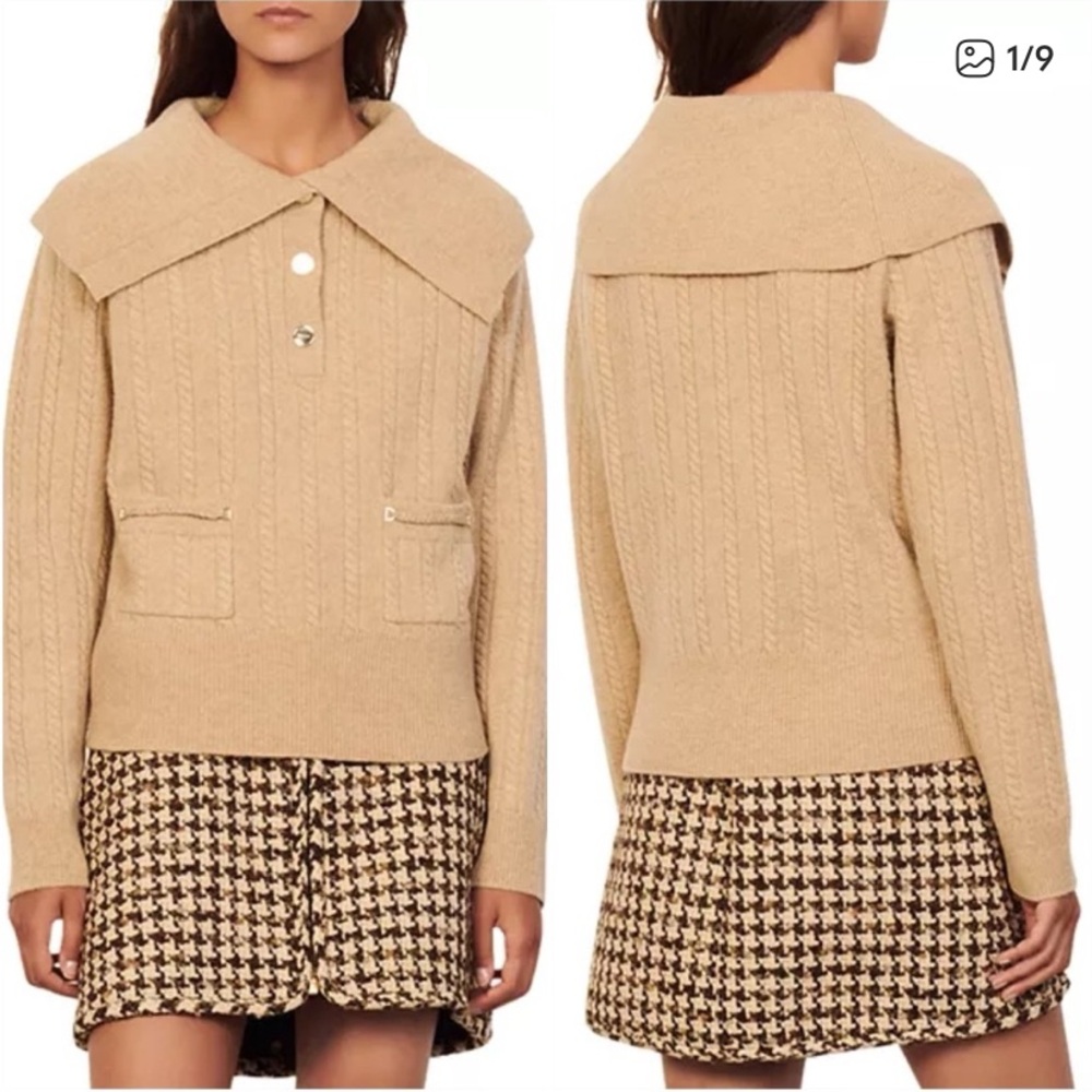 NWT Sandro Gotham Cable Knit Wool Sweater